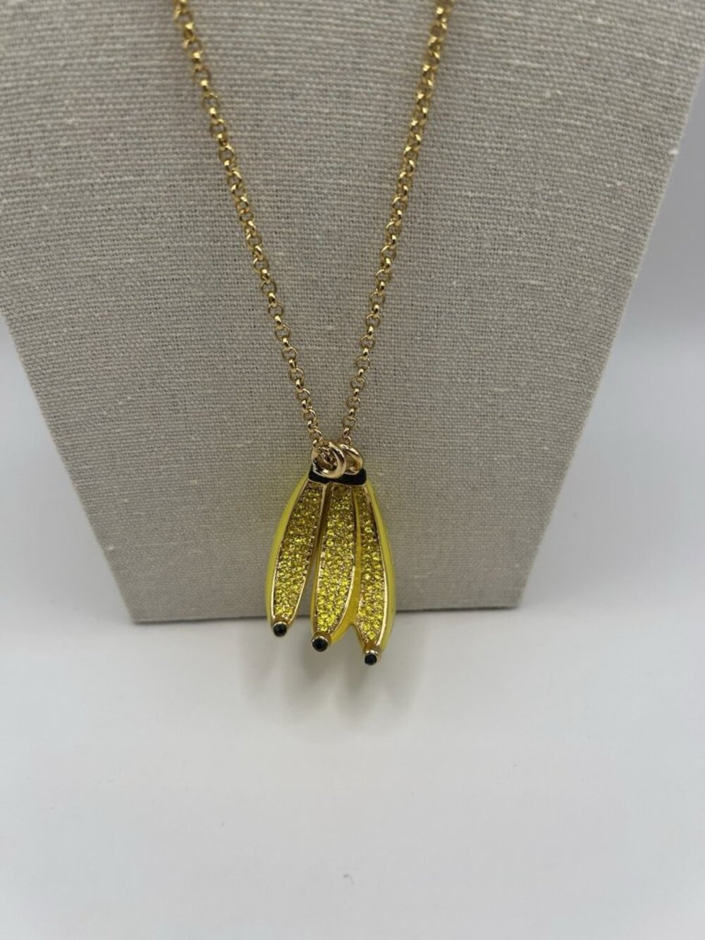 Kate Spade Banana Necklace Pendant Out Of Office Gold Tone Long Jewelry Gift - Picture 2 of 12